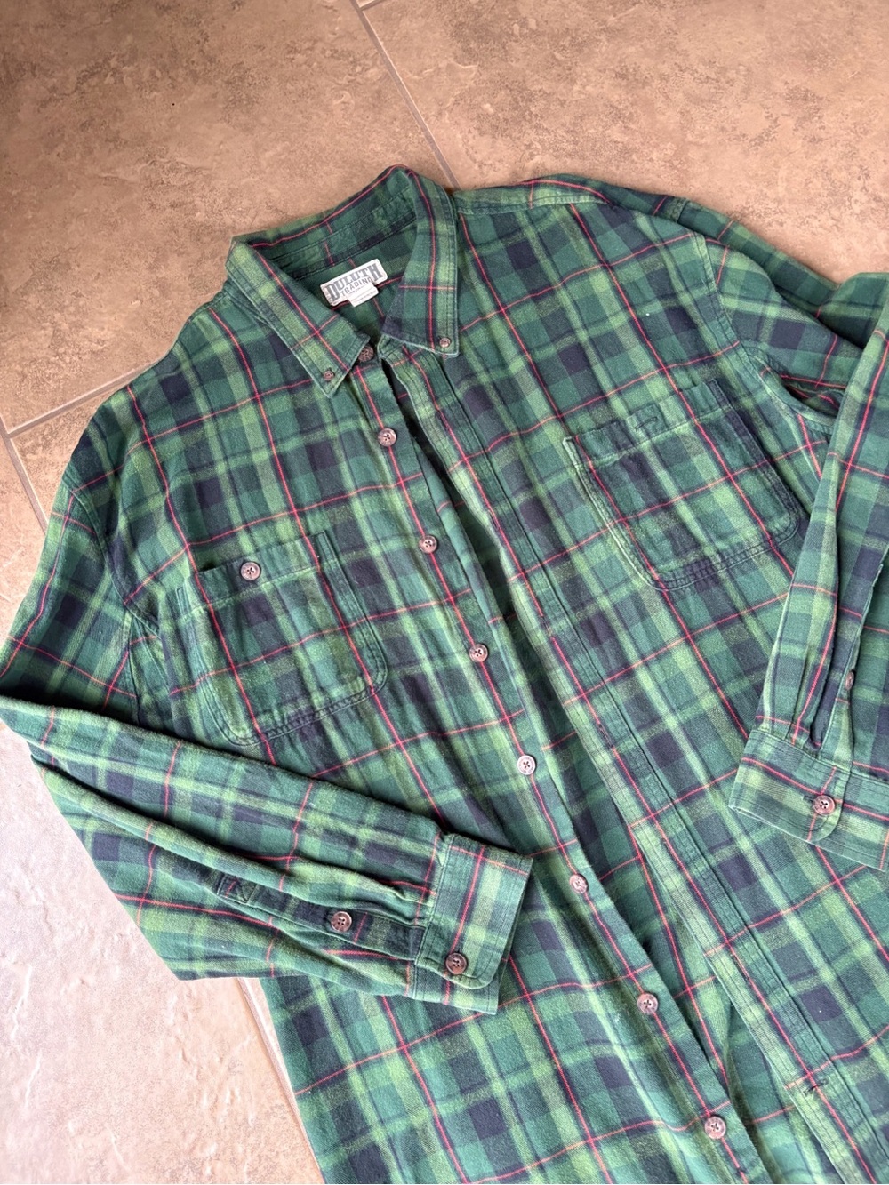 Duluth Trading Vintage-Inspired Green Plaid Button-Down Shirt • Size 3x